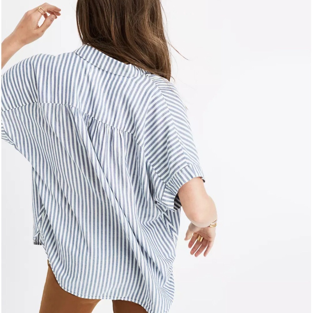 SOLD Madewell Central Shirt in Blue Stripes